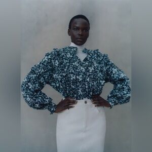 ERDEM x UNIVERSAL STANDARD Botanical Print Cotton Button Shirt (Plus Size)